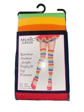 Music Legs Footless Acrylic Thigh Hi Leg Warmer Hosiery Costume Accessory